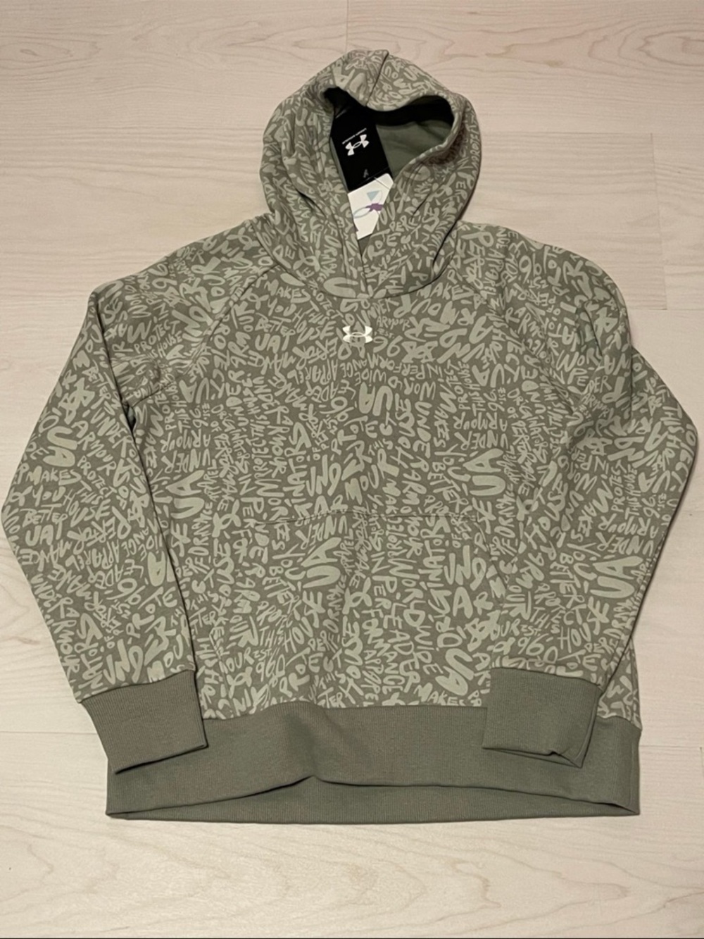 Under Armour Gray Girls Allover Logo Hoodie